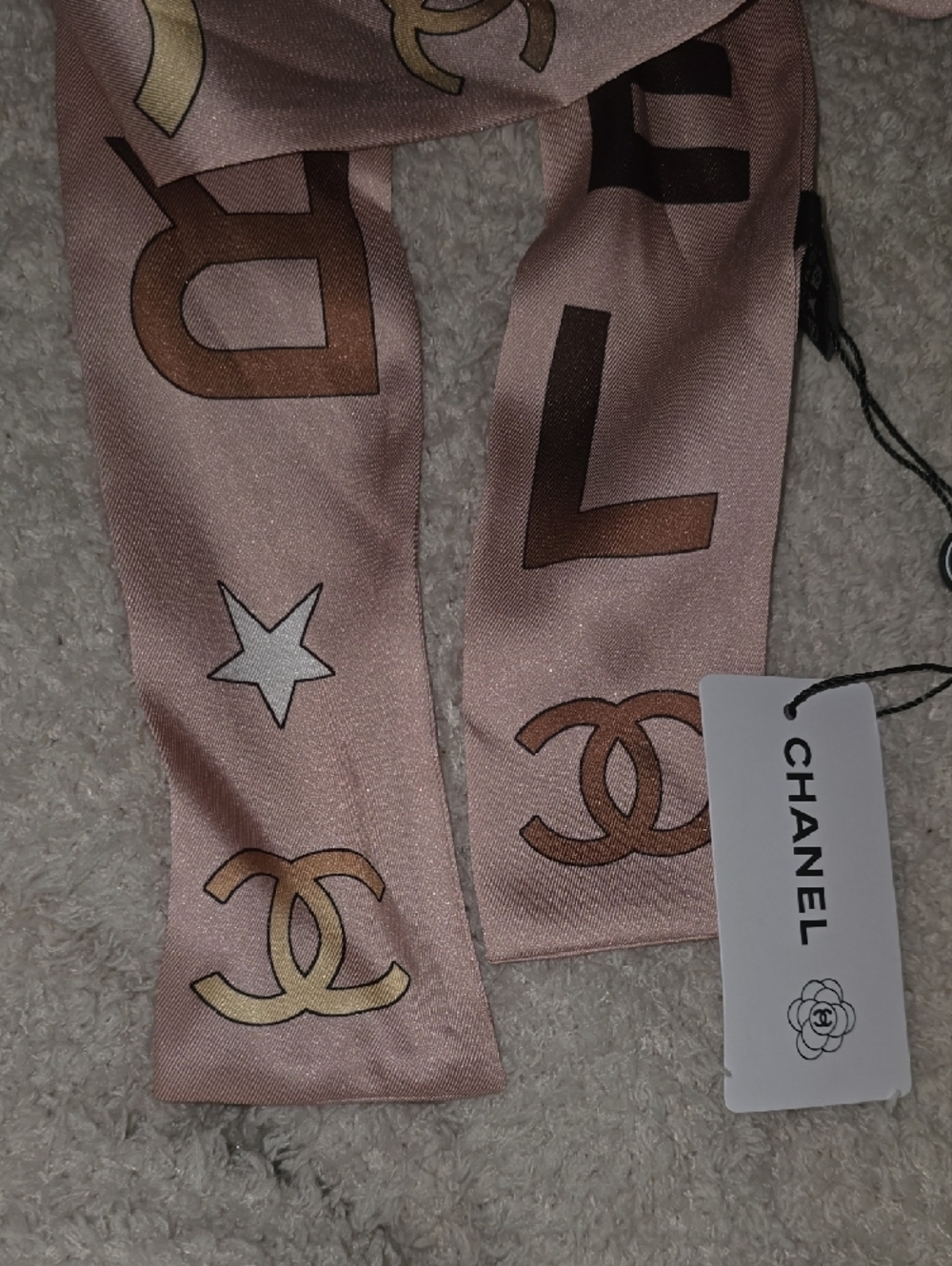 CHANEL Pink Logo-Print Scarf - Picture 2 of 6
